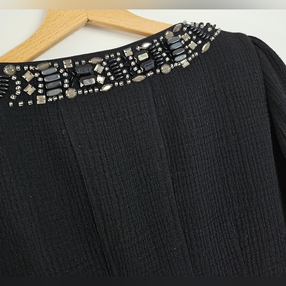 Rickie Freeman Teri Jon Black 100% Wool Jacket Womens Stones Beaded Formal Sz 6 - Picture 8 of 16
